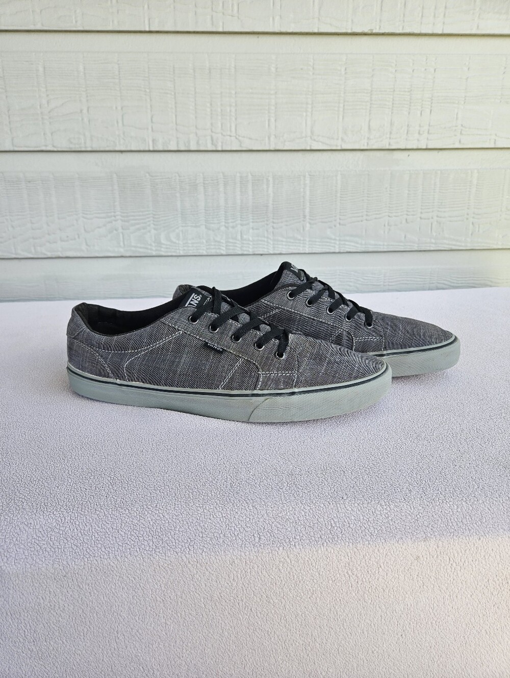 Vans Bishop Grey Textile Sneakers Men SZ 13 Grey Low Top Skate Shoes Preppy
